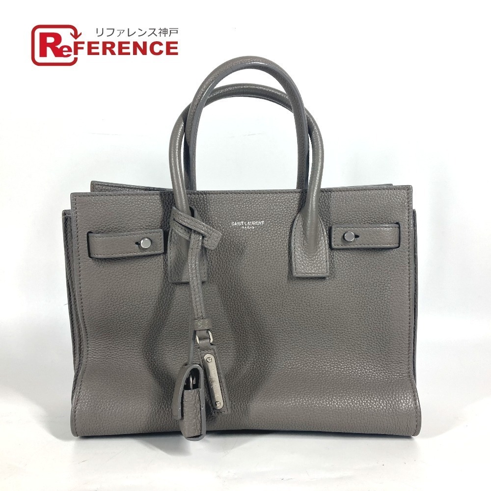 SAINT LAURENT PARIS Sac de Jour Handbag Tote Bag Leather Gray